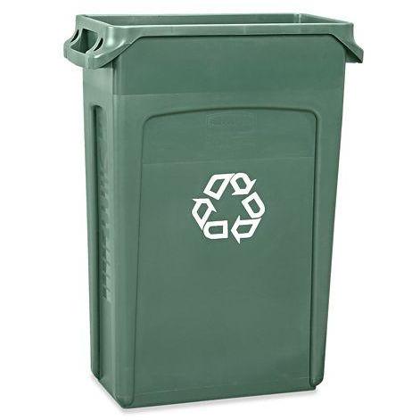 23GAL, Green, Rubbermaid Slim Jim Recycling Trash Can