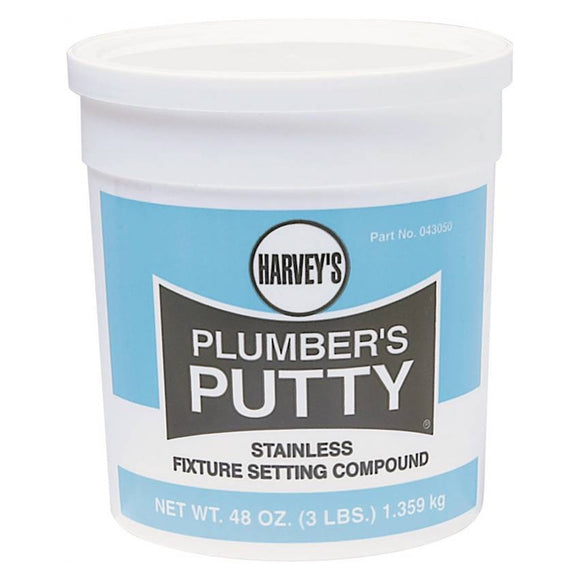 Harvey's Plumber's Putty, Cup, Off-White, Slight, Solid, 3 LB