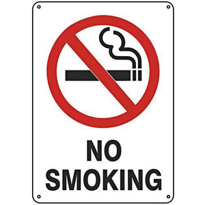 10" x 7", No Smoking Sign, Plastic, Red/White