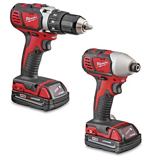 Milwaukee Cordless Drill/Driver Kit 18V with 2 Batteries and Built-in LED Light