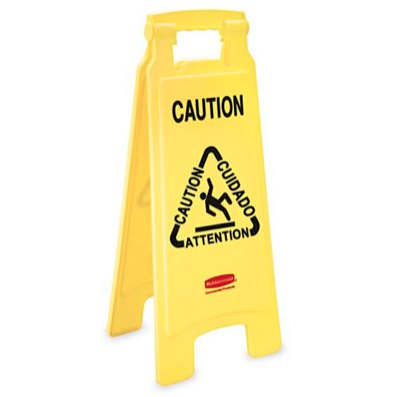 Rubbermaid Yellow Wet Floor Sign, Multi-Lingual, 2 Sided, 11